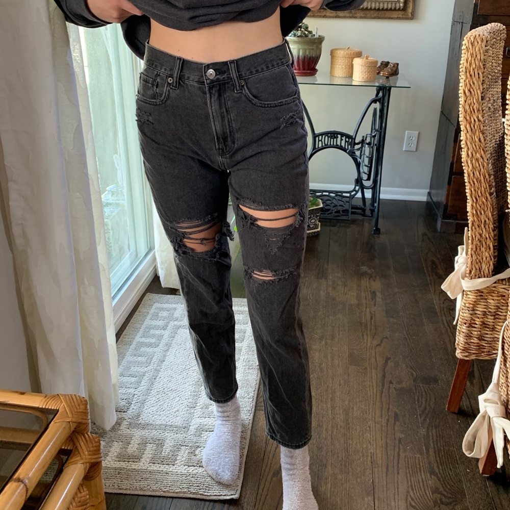 American eagle black/ grey mom jeans